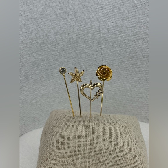 Other - 12k Gold Filled - 4pcs Elegant Gold Decorative Pins Set